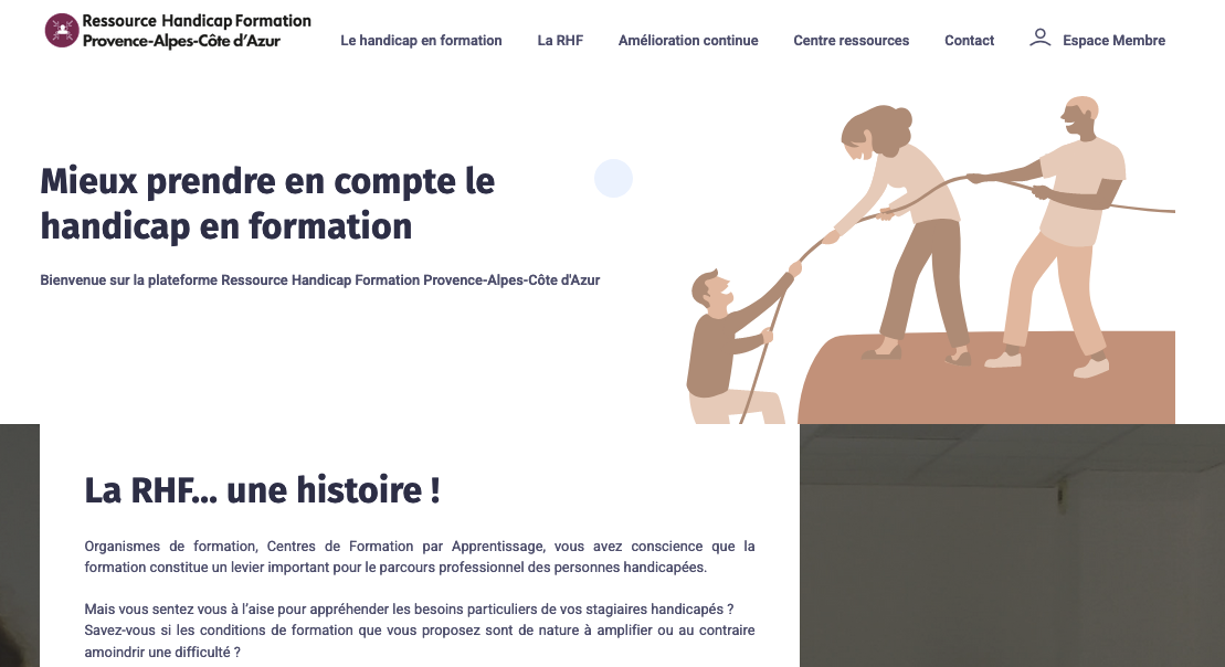 Page accueil de la plateforme www.rhf-paca.fr