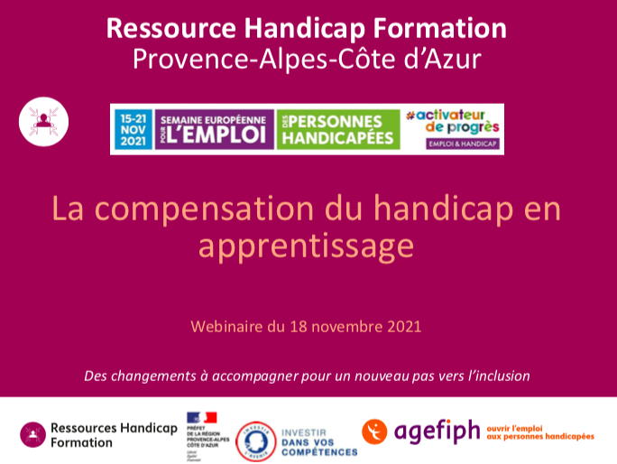 Revoir le webinaire  : La compensation du handicap en apprentissage (dans le cadre de la SEEPH 2021)